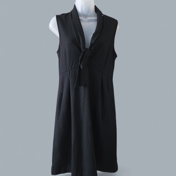 Theory Sleeveless Black Tie Neck Sheath Dress Size 10 - Picture 1 of 3